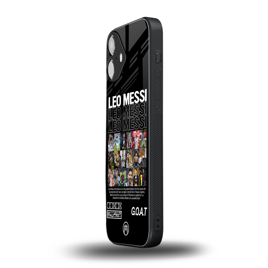 leo messi back phone cover | glass case for iphone 16 plus