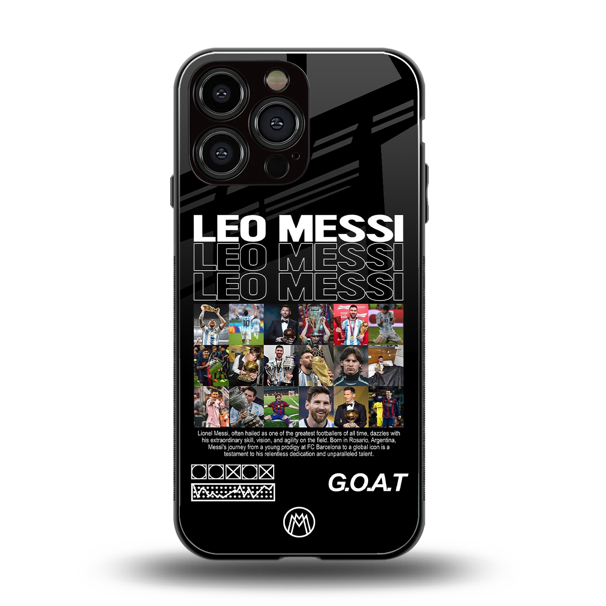 leo messi back phone cover | glass case for iphone 16 pro max