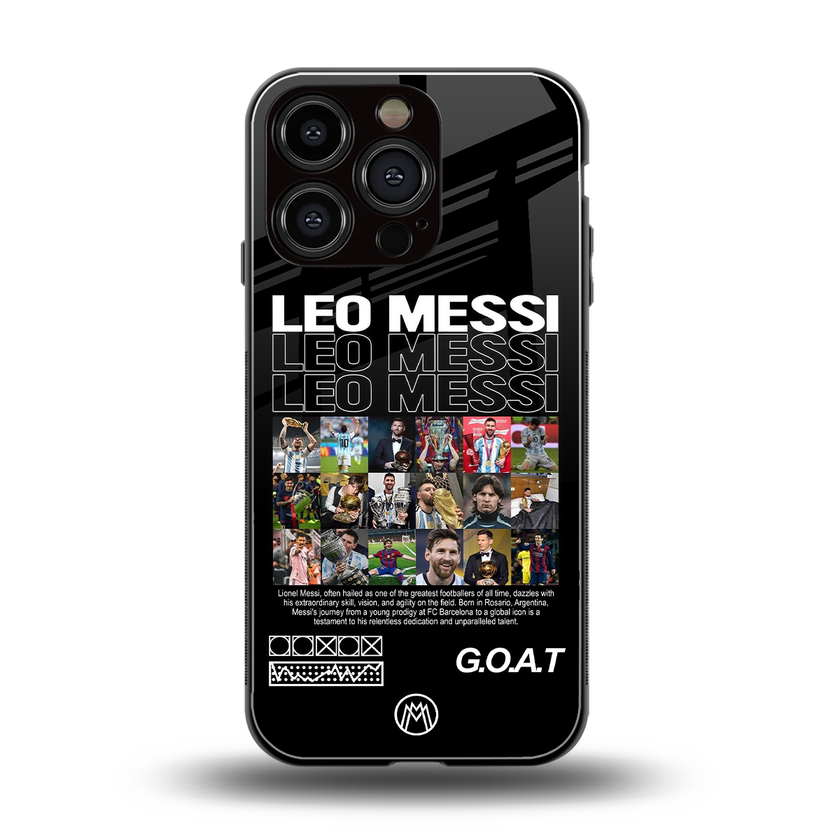 leo messi back phone cover | glass case for iphone 16 pro