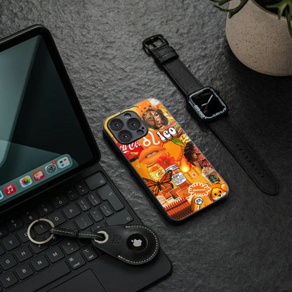 leo aesthetic collage back phone cover | glass case for iphone 16 pro max