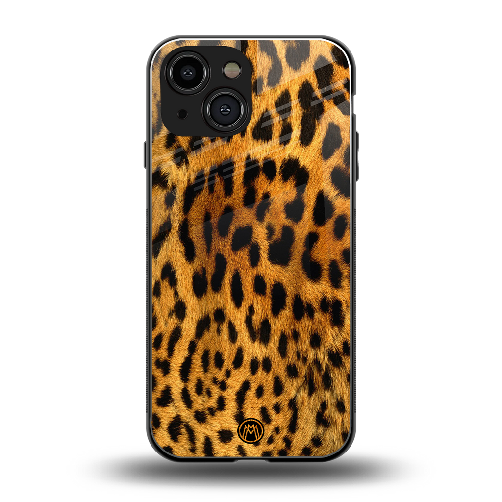 leopard fur back phone cover | glass case for iphone 13 mini