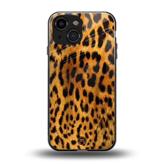 leopard fur back phone cover | glass case for iphone 13 mini