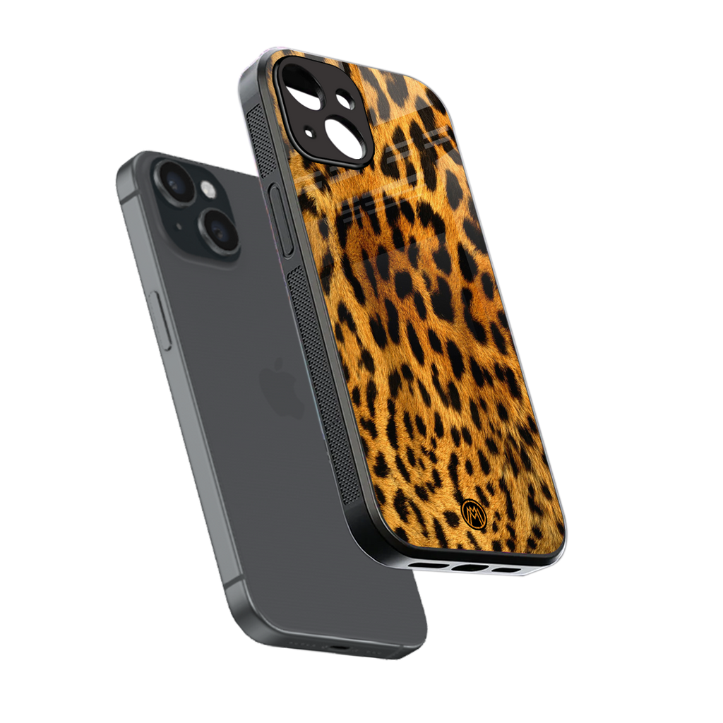 leopard fur back phone cover | glass case for iphone 13 mini
