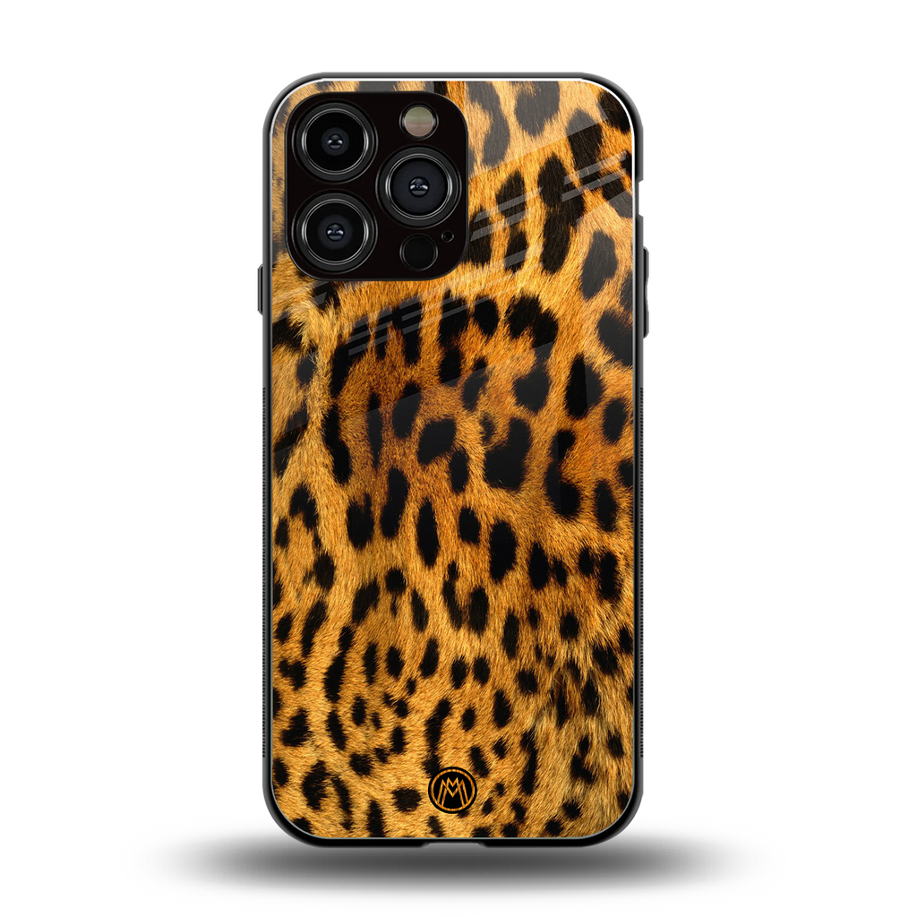 leopard fur back phone cover | glass case for iphone 13 pro max