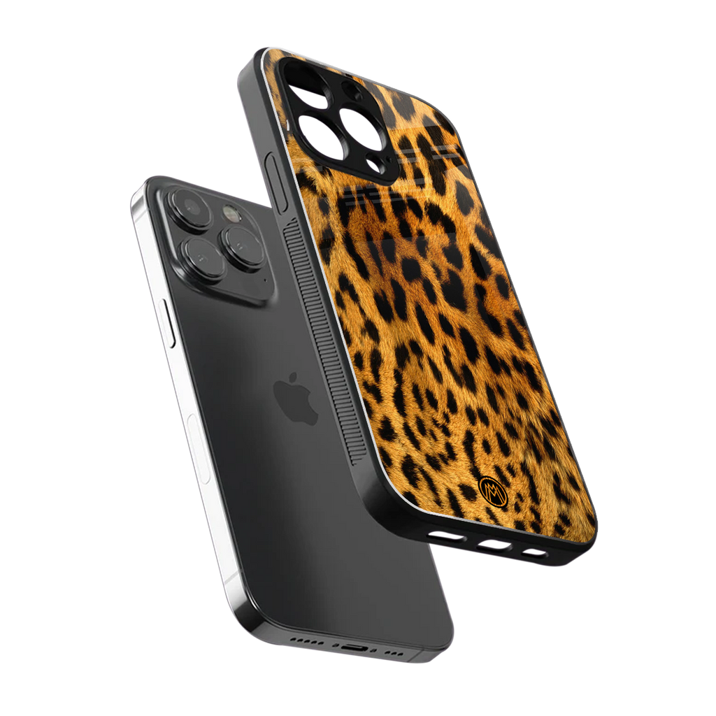 leopard fur back phone cover | glass case for iphone 13 pro