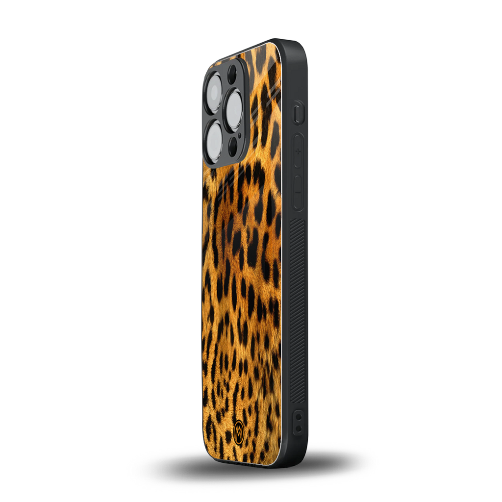 leopard fur back phone cover | glass case for iphone 13 pro