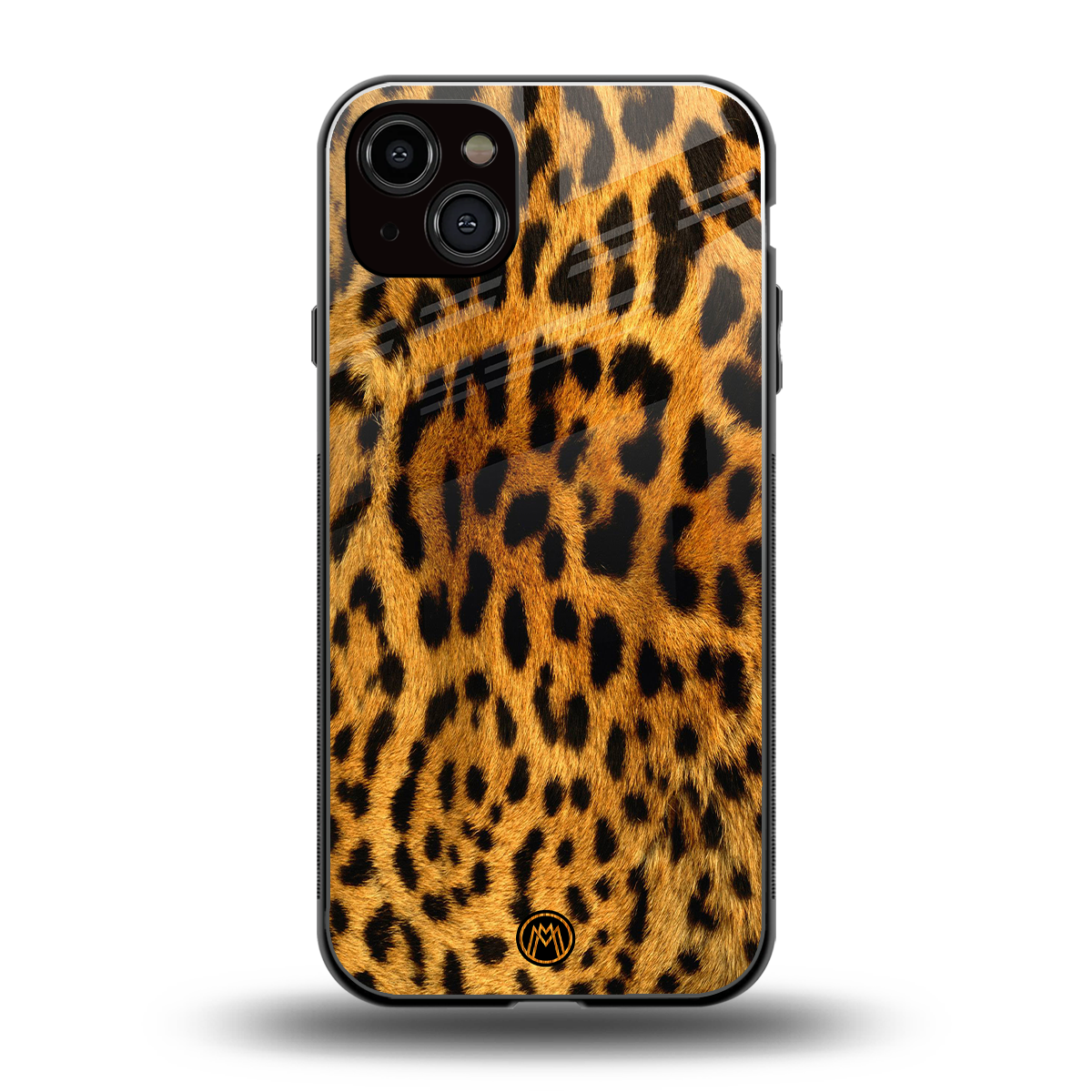 leopard fur back phone cover | glass case for iphone 15 plus