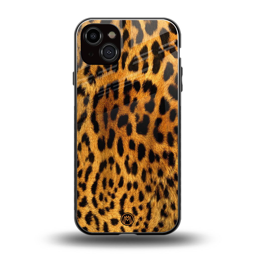 leopard fur back phone cover | glass case for iphone 14 plus