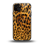 leopard fur back phone cover | glass case for iphone 14 plus