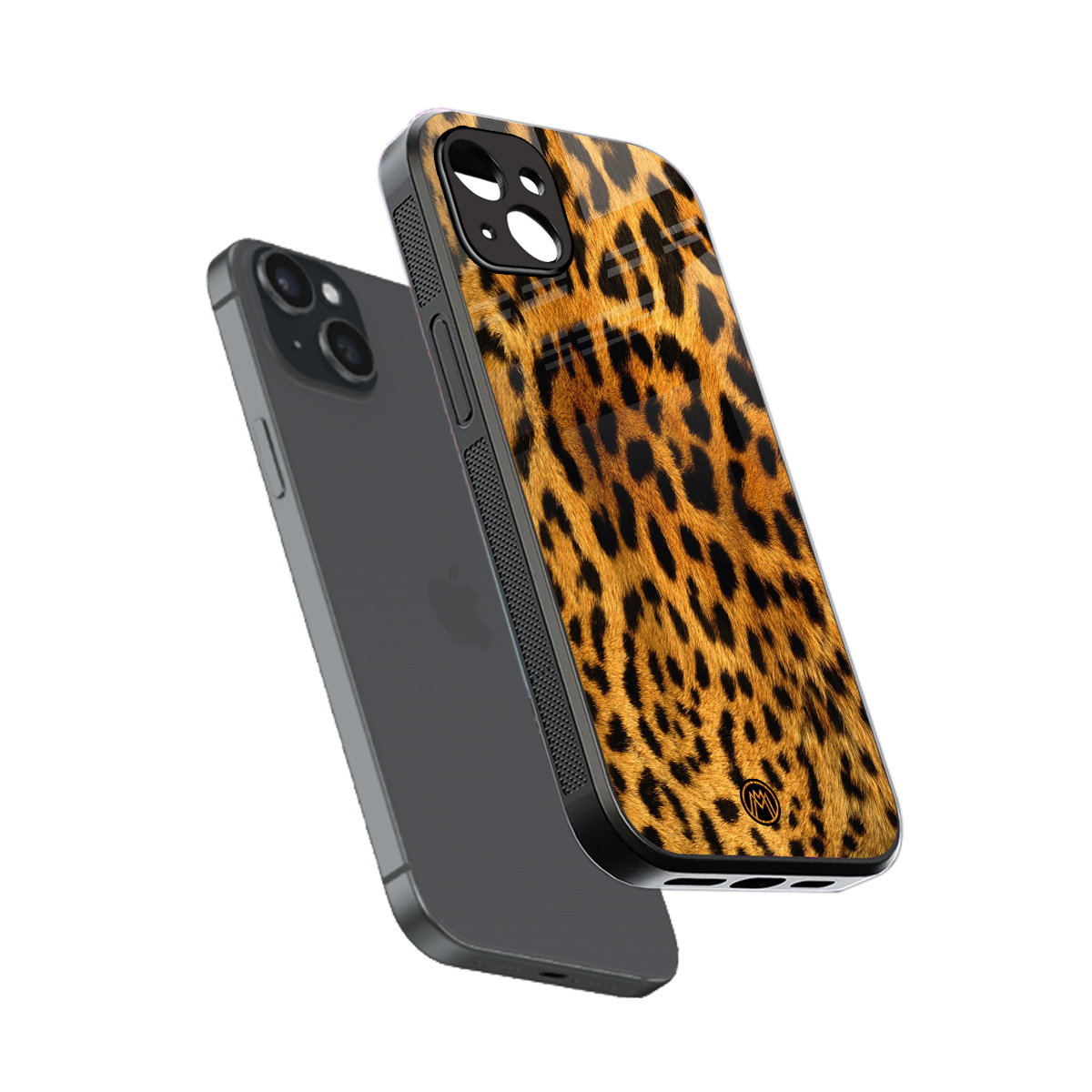 leopard fur back phone cover | glass case for iphone 15 plus