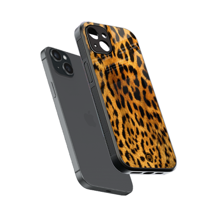 leopard fur back phone cover | glass case for iphone 14 plus
