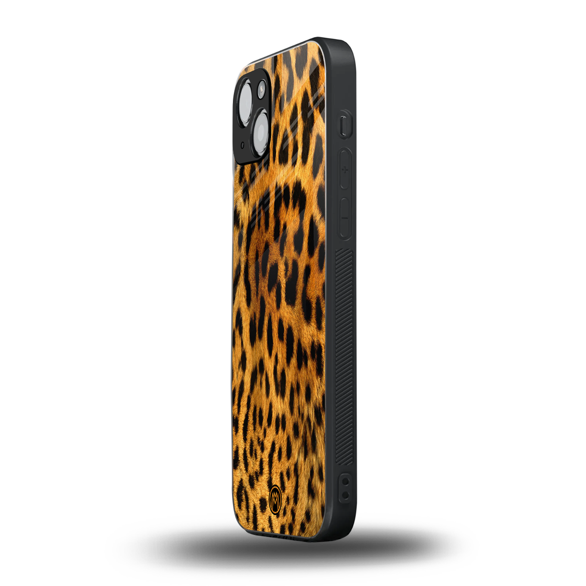 leopard fur back phone cover | glass case for iphone 14 plus