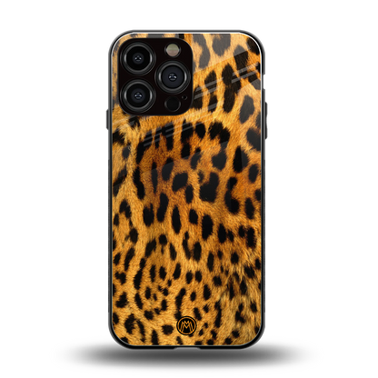 leopard fur back phone cover | glass case for iphone 14 pro max