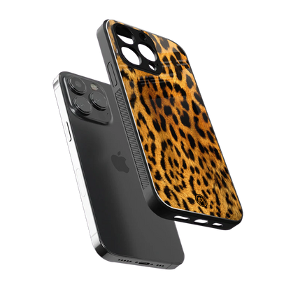 leopard fur back phone cover | glass case for iphone 14 pro max