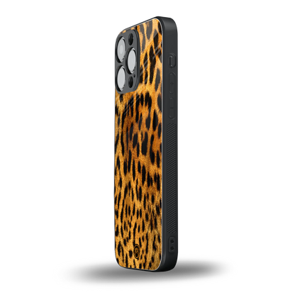 leopard fur back phone cover | glass case for iphone 14 pro max