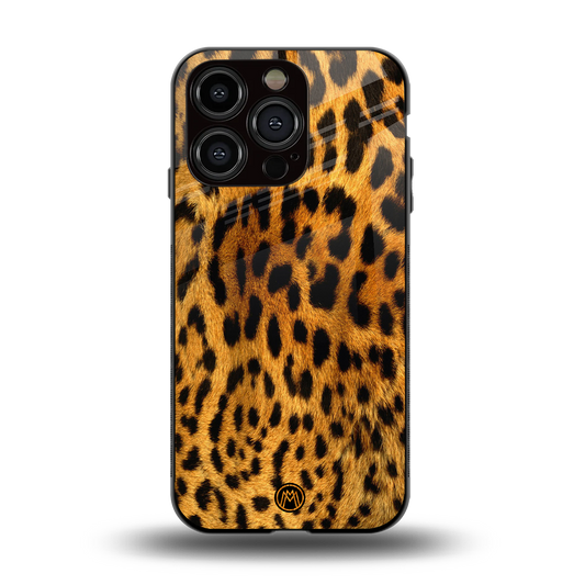 leopard fur back phone cover | glass case for iphone 15 pro