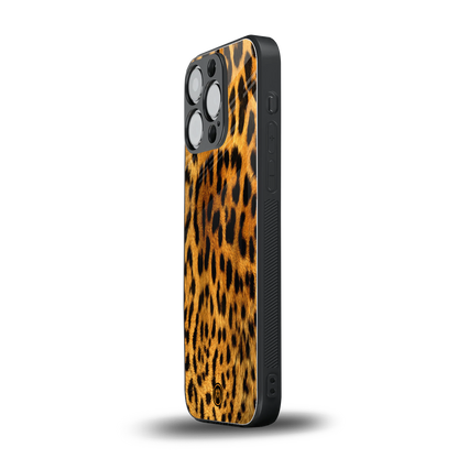 leopard fur back phone cover | glass case for iphone 14 pro