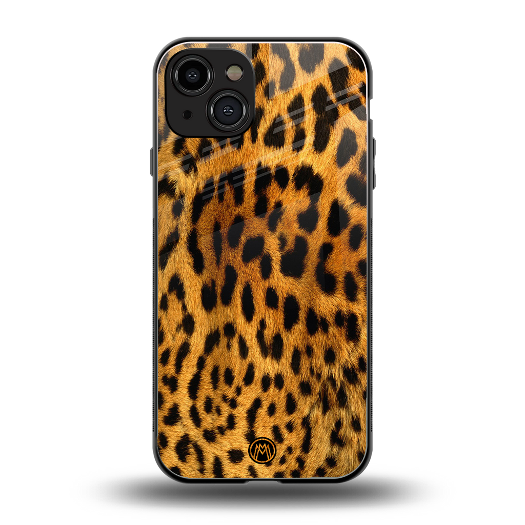leopard fur back phone cover | glass case for iphone 15