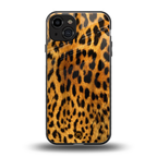 leopard fur back phone cover | glass case for iphone 15