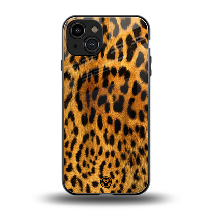 leopard fur back phone cover | glass case for iphone 15