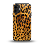 leopard fur back phone cover | glass case for iphone 16 plus