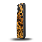 leopard fur back phone cover | glass case for iphone 16 plus