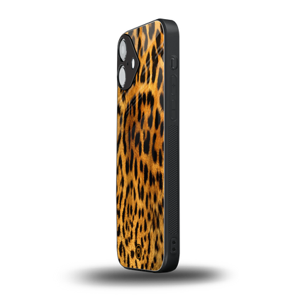 leopard fur back phone cover | glass case for iphone 16 plus