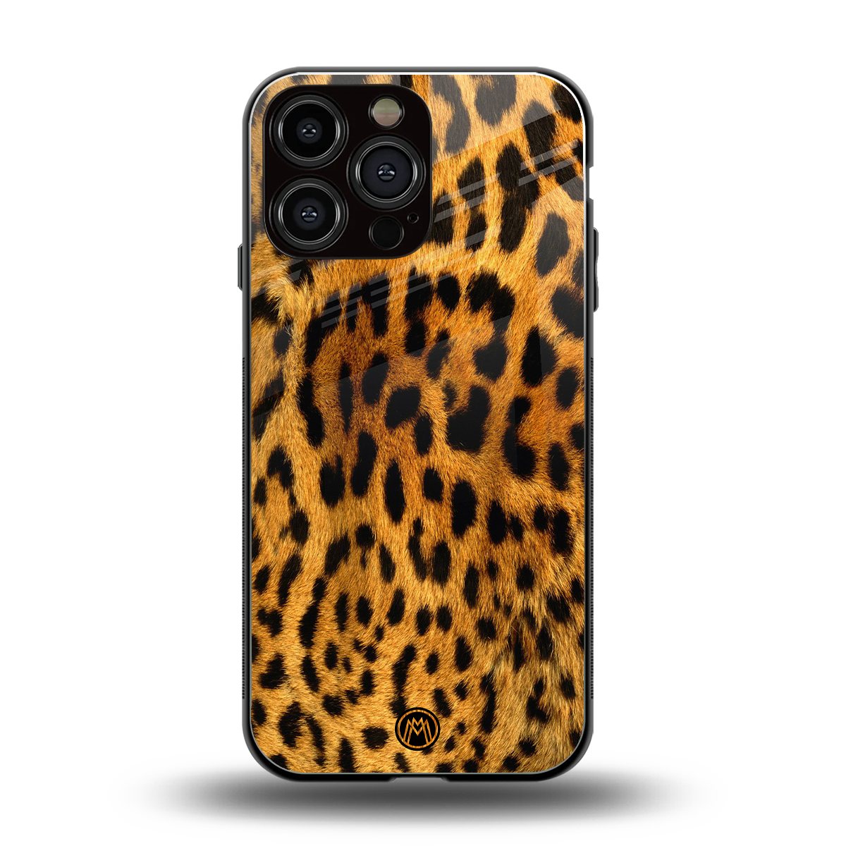 leopard fur back phone cover | glass case for iphone 16 pro max