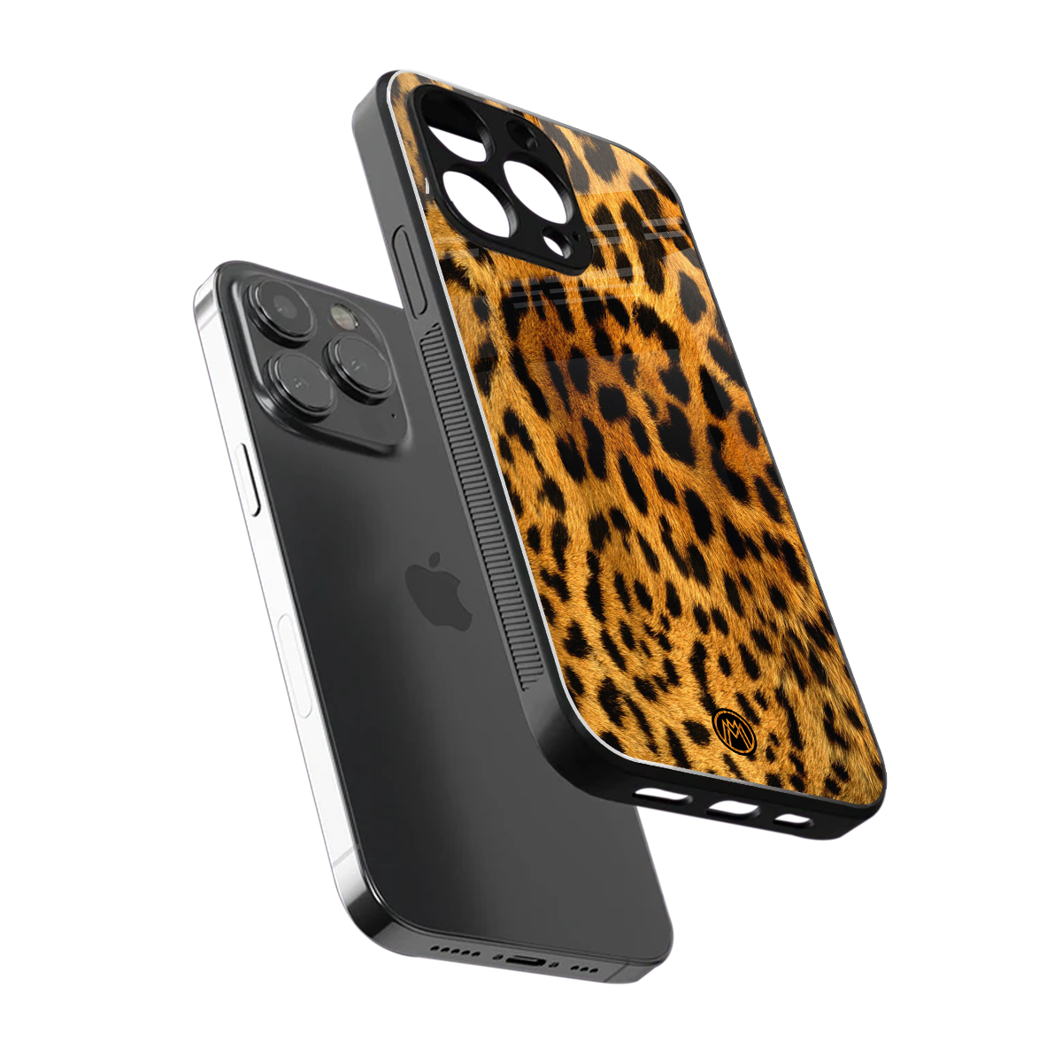 leopard fur back phone cover | glass case for iphone 16 pro max