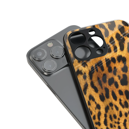 leopard fur back phone cover | glass case for iphone 13 pro max