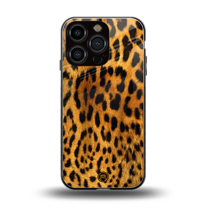 leopard fur back phone cover | glass case for iphone 16 pro