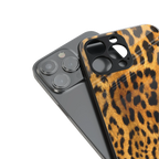 leopard fur back phone cover | glass case for iphone 15