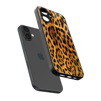 leopard fur back phone cover | glass case for iphone 16