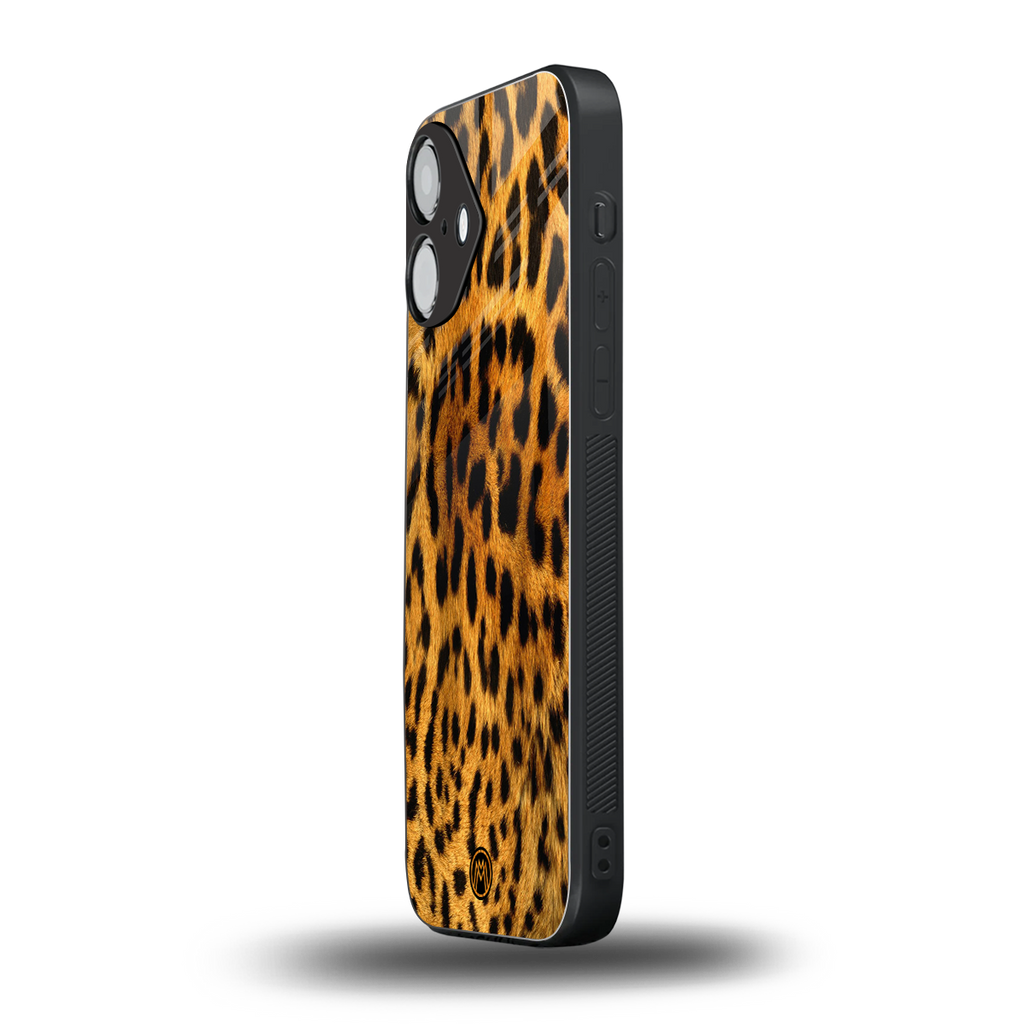 leopard fur back phone cover | glass case for iphone 16