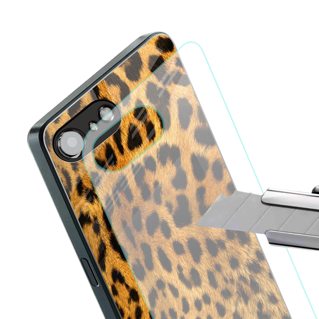 leopard fur back phone cover | glass case for iphone 16e
