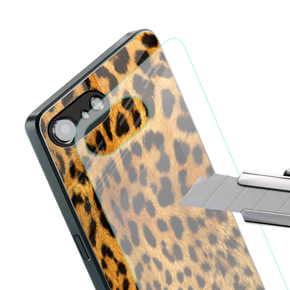 leopard fur back phone cover | glass case for iphone 16e