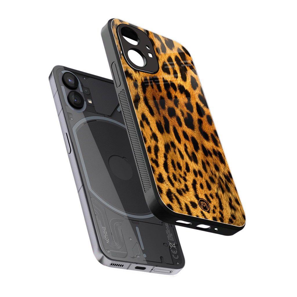 leopard fur back phone cover | glass case for nothing phone 1