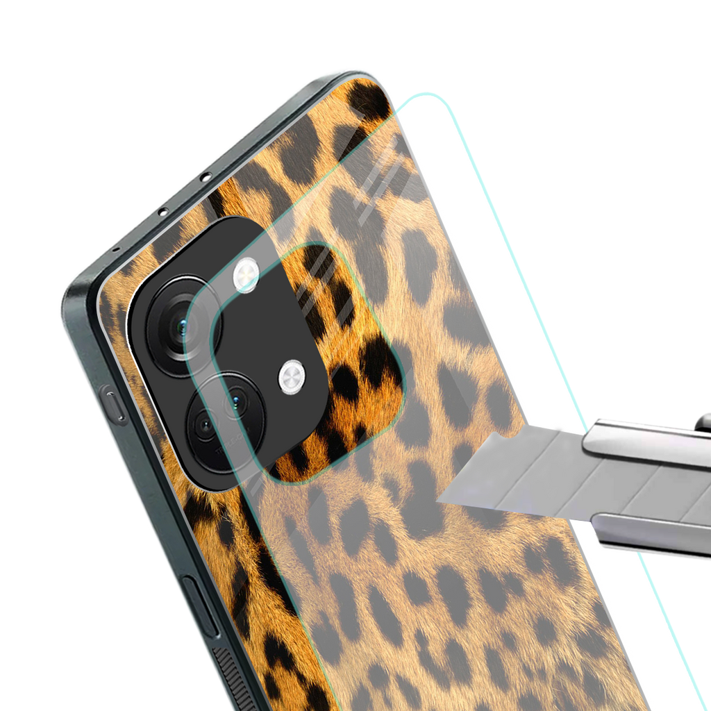 leopard fur back phone cover | glass case for oneplus nord 3