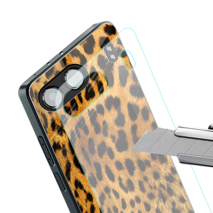 leopard fur back phone cover | glass case for oneplus nord 4