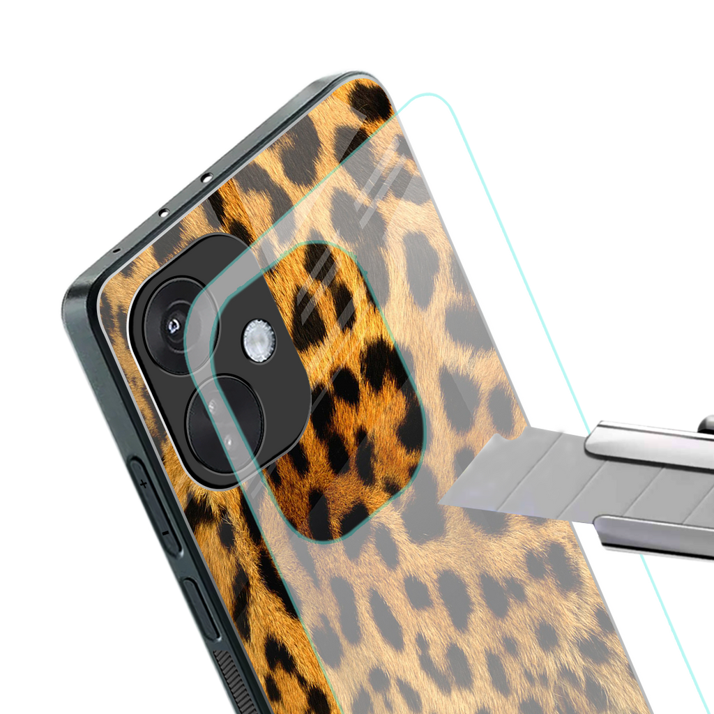 leopard fur back phone cover | glass case for oneplus nord ce 3