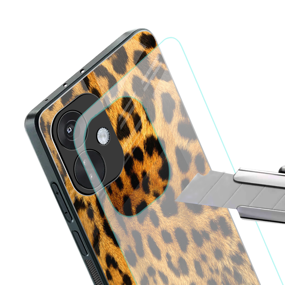leopard fur back phone cover | glass case for oneplus nord ce 3