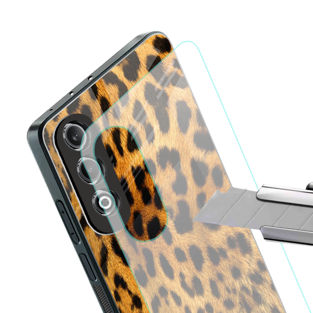 leopard fur back phone cover | glass case for oneplus nord ce 4