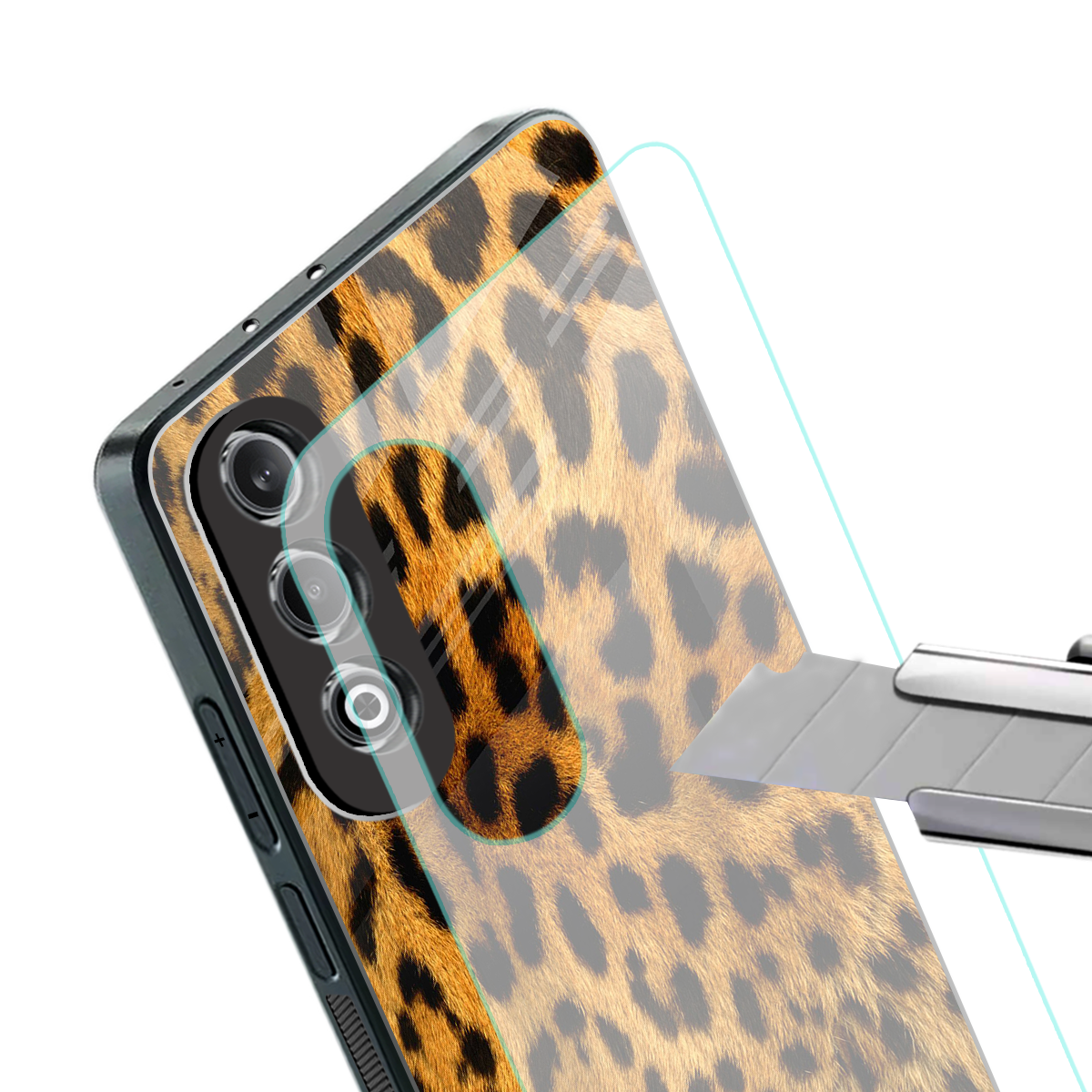 leopard fur back phone cover | glass case for oneplus nord ce 4