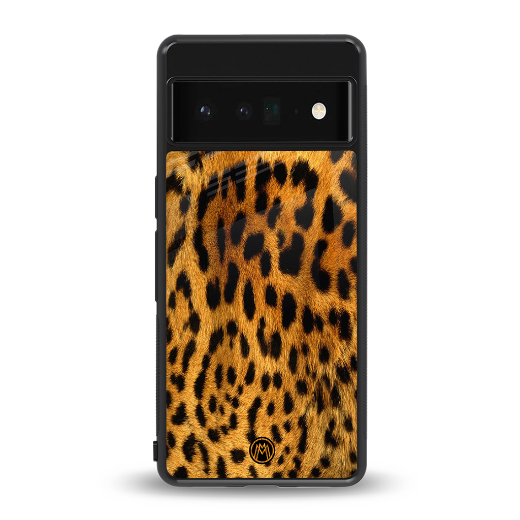 leopard fur back phone cover | glass case for google pixel 6 pro