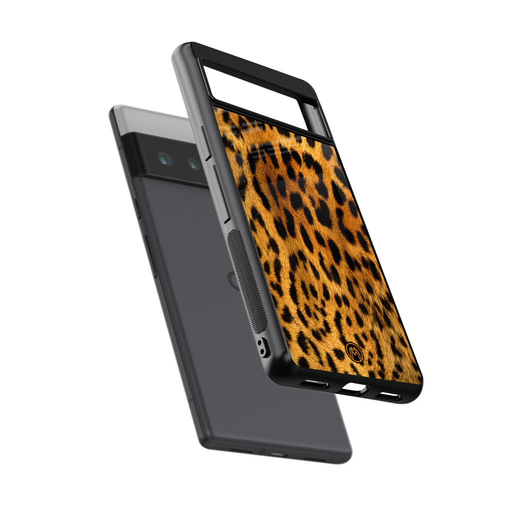 leopard fur back phone cover | glass case for google pixel 6 pro