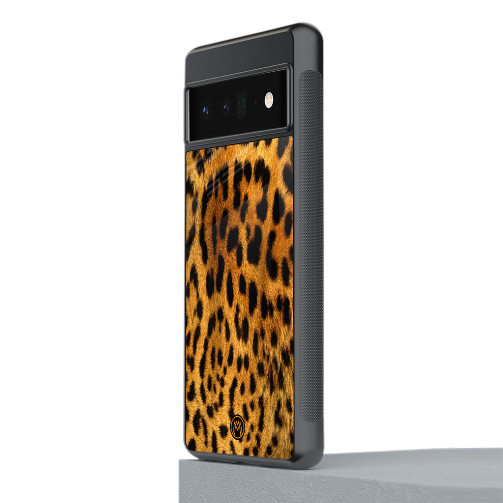 leopard fur back phone cover | glass case for google pixel 6 pro