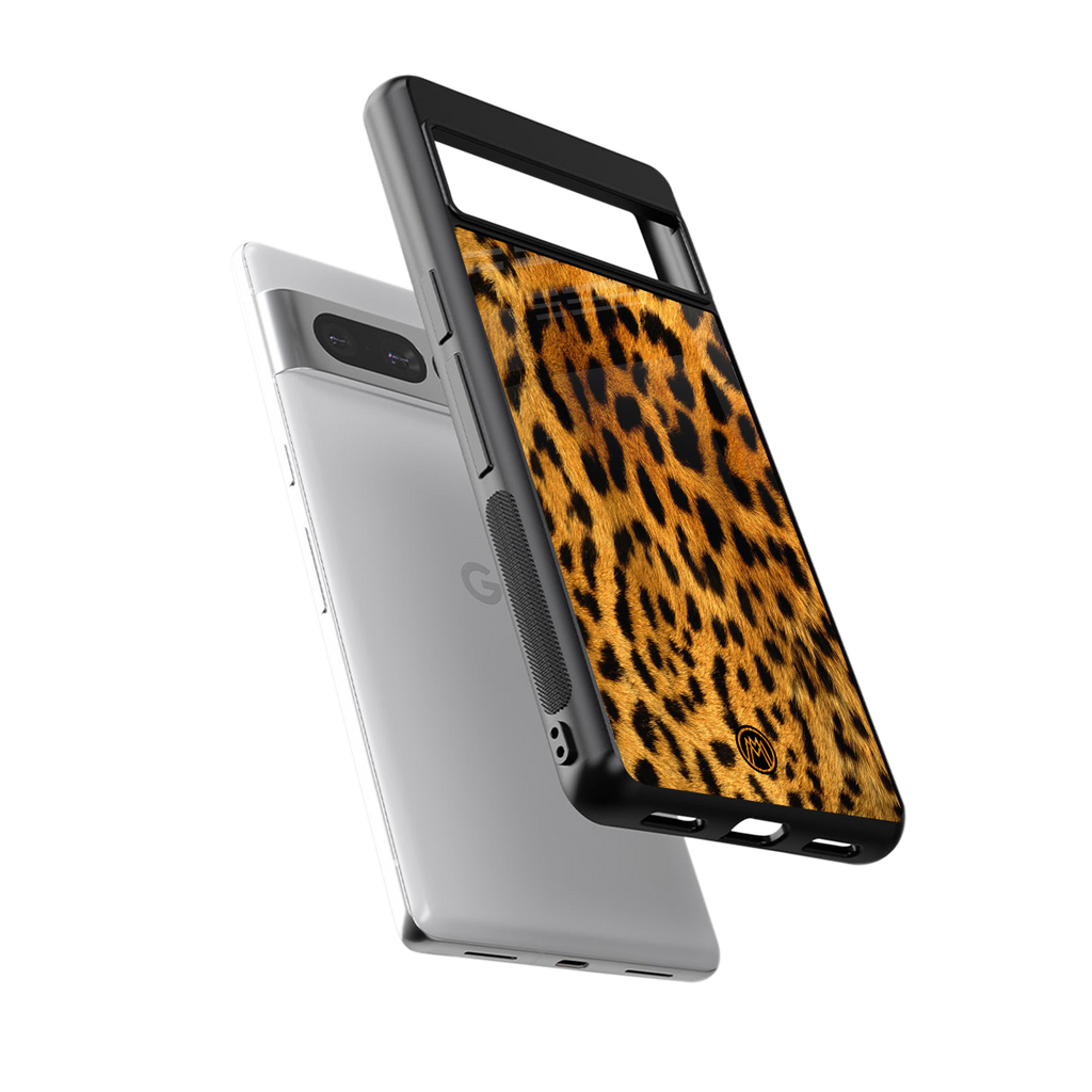 leopard fur back phone cover | glass case for google pixel 7 pro