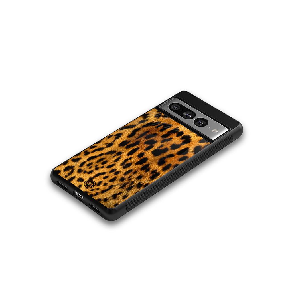 leopard fur back phone cover | glass case for google pixel 7 pro
