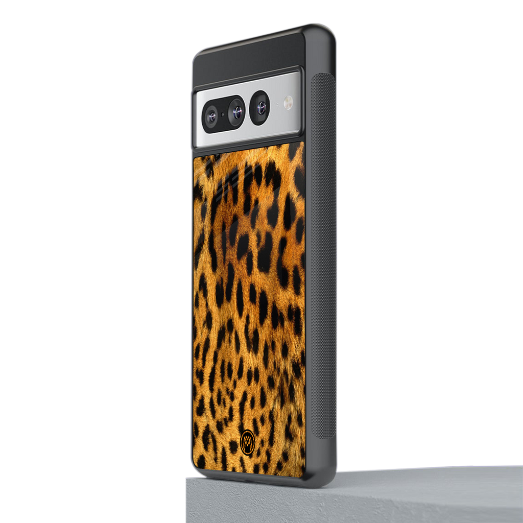 leopard fur back phone cover | glass case for google pixel 7 pro