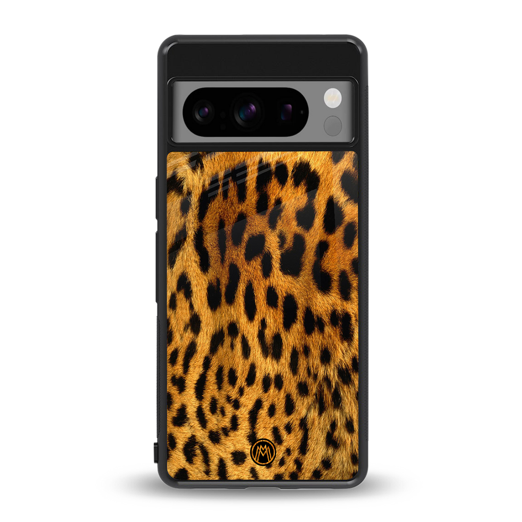 leopard fur back phone cover | glass case for google pixel 8 pro